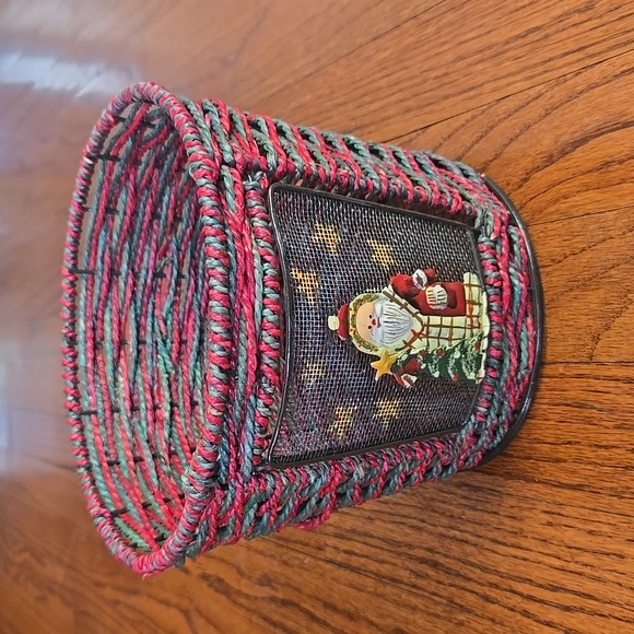 Christmas Luminary Basket with Metal Santa - Picture 6 of 9